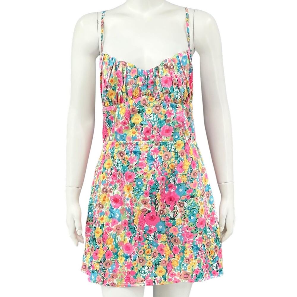 Beginning Boutique Dress Womens 10 Pink Fleurette Floral Mini Slip Babydoll NWT